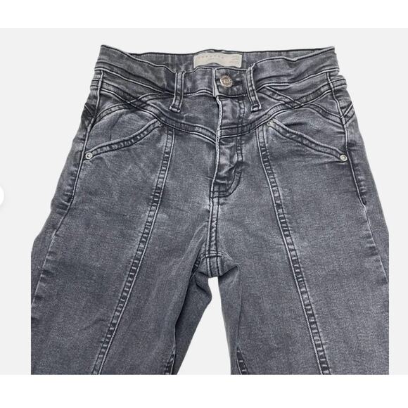 TopShop Black High Waist Skinny Acid Washed Jamie Center Seam Jeans 25 NWT - Picture 2 of 5